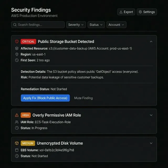 Arclight Security Findings Detail View